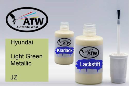 Hyundai, Light Green Metallic, JZ: 20ml Lackstift + 20ml Klarlack - Set, von ATW Autoteile West.